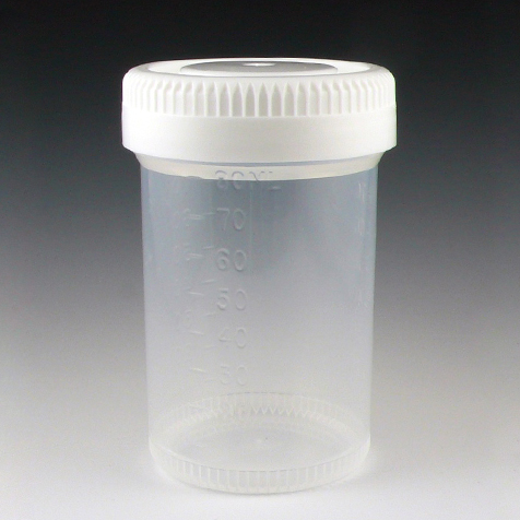 Globe Scientific Container: Tite-Rite, 90mL (3oz), PP, 48mm Opening, Graduated, with Separate White Screwcap Image